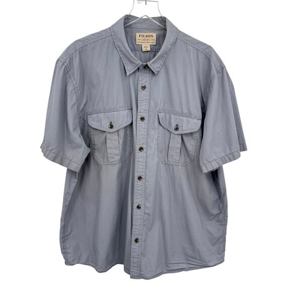 Filson shirt men's XXL Feather Cloth button front short sleeve utility pockets - Picture 1 of 7
